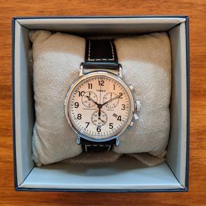 Timex Men's Black Leather Watch - Never Worn